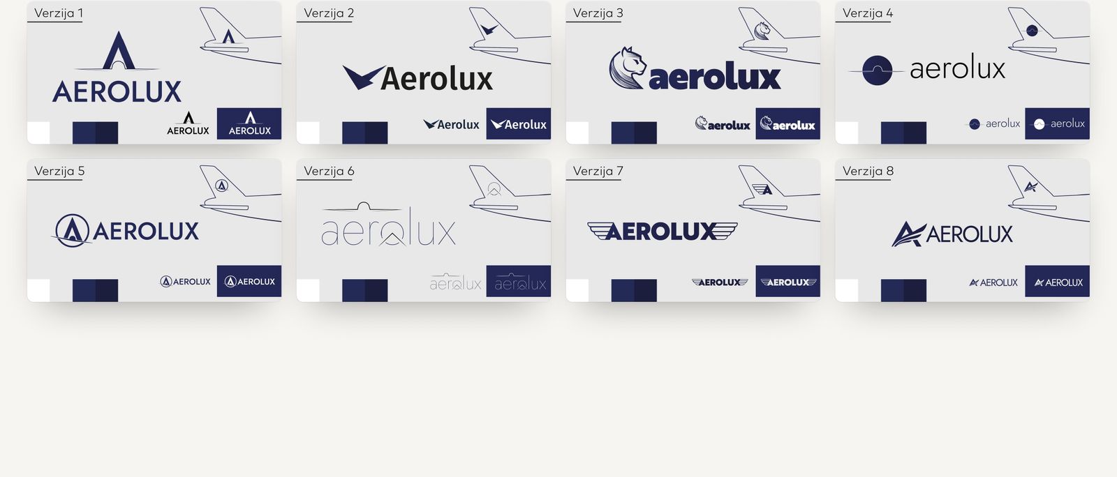 Aerolux – Eight directions, each with primary lock-up, small-size and reversed version