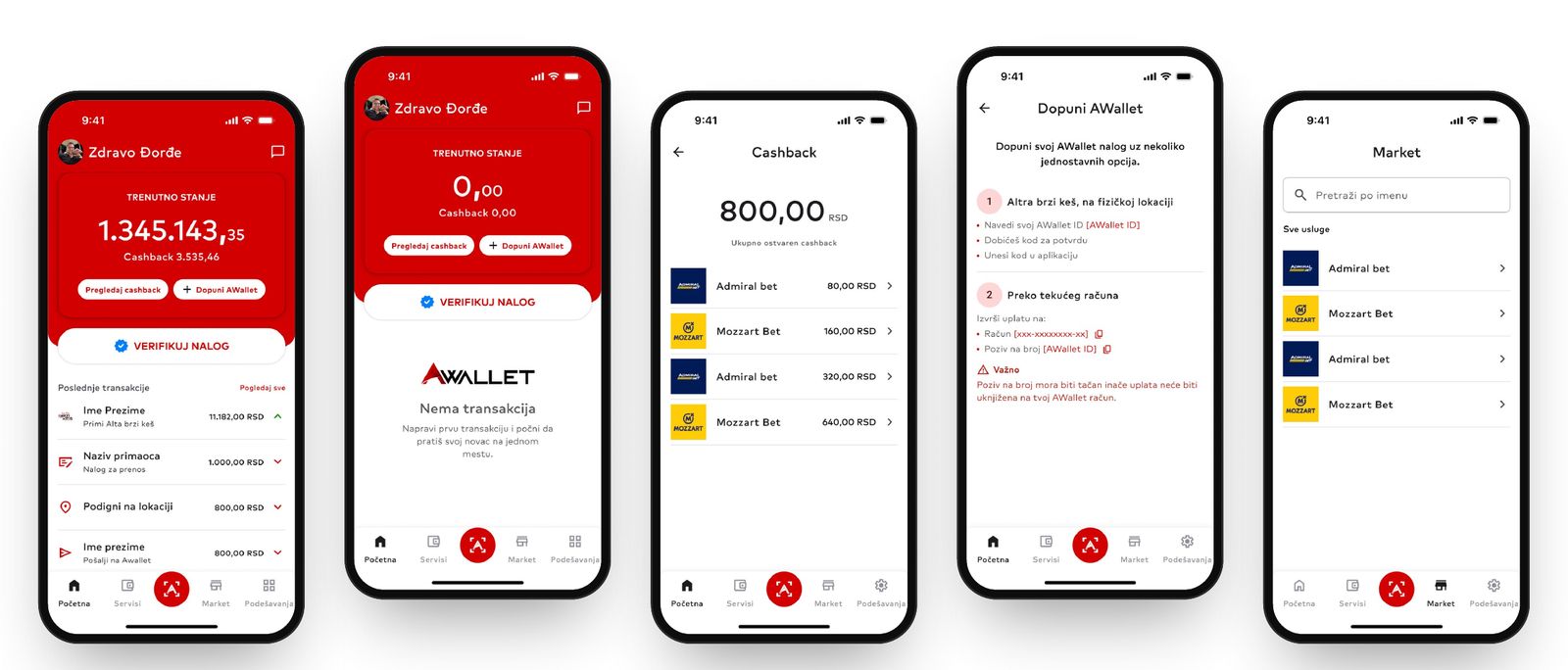 AWallet – Home, balance and services, with cashback and the verification prompt up front