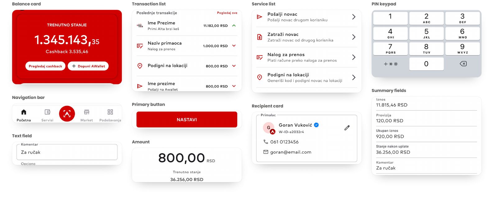 AWallet – Components built once in Figma and reused across 250+ screens