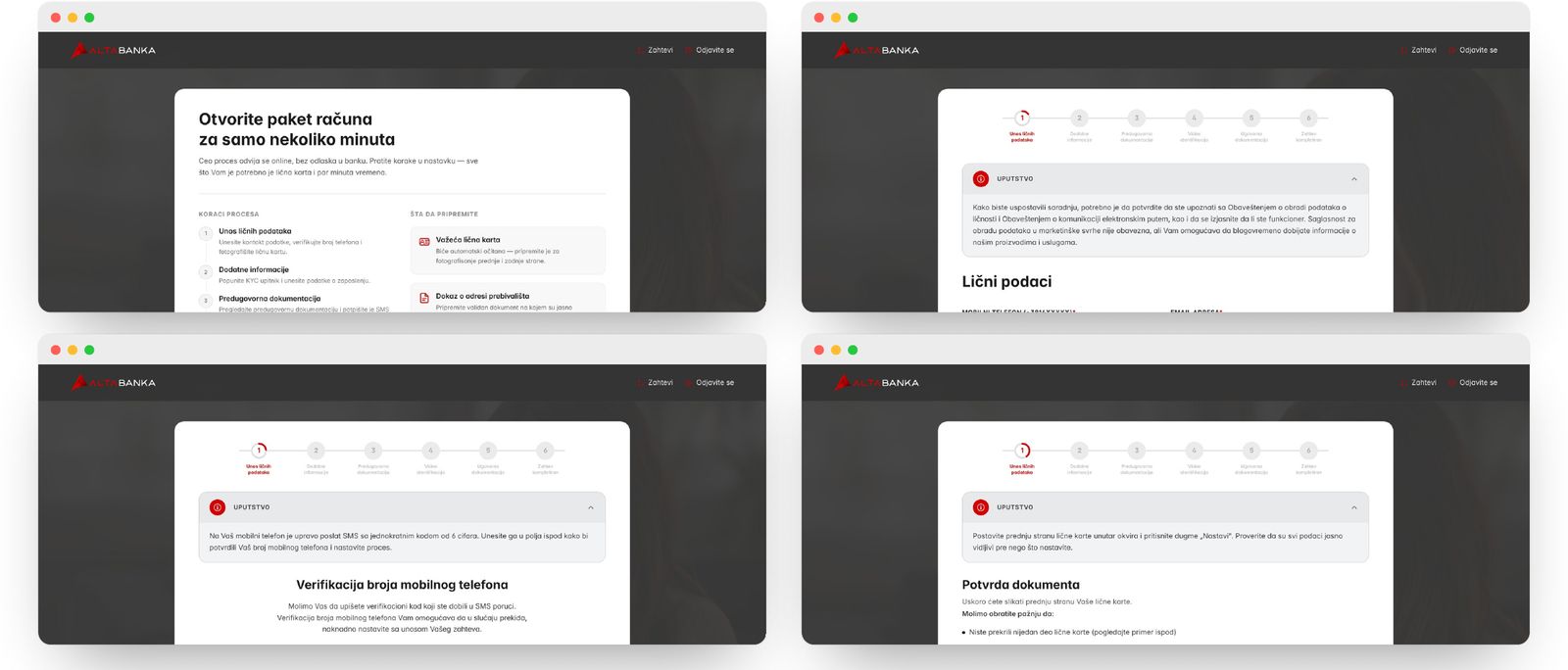 Online account opening – Contact data and verification: checklist, consents, PEP question, SMS code