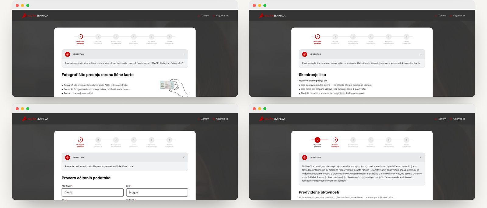 Online account opening – Identity check: guided ID scanning, face scan and review of extracted data