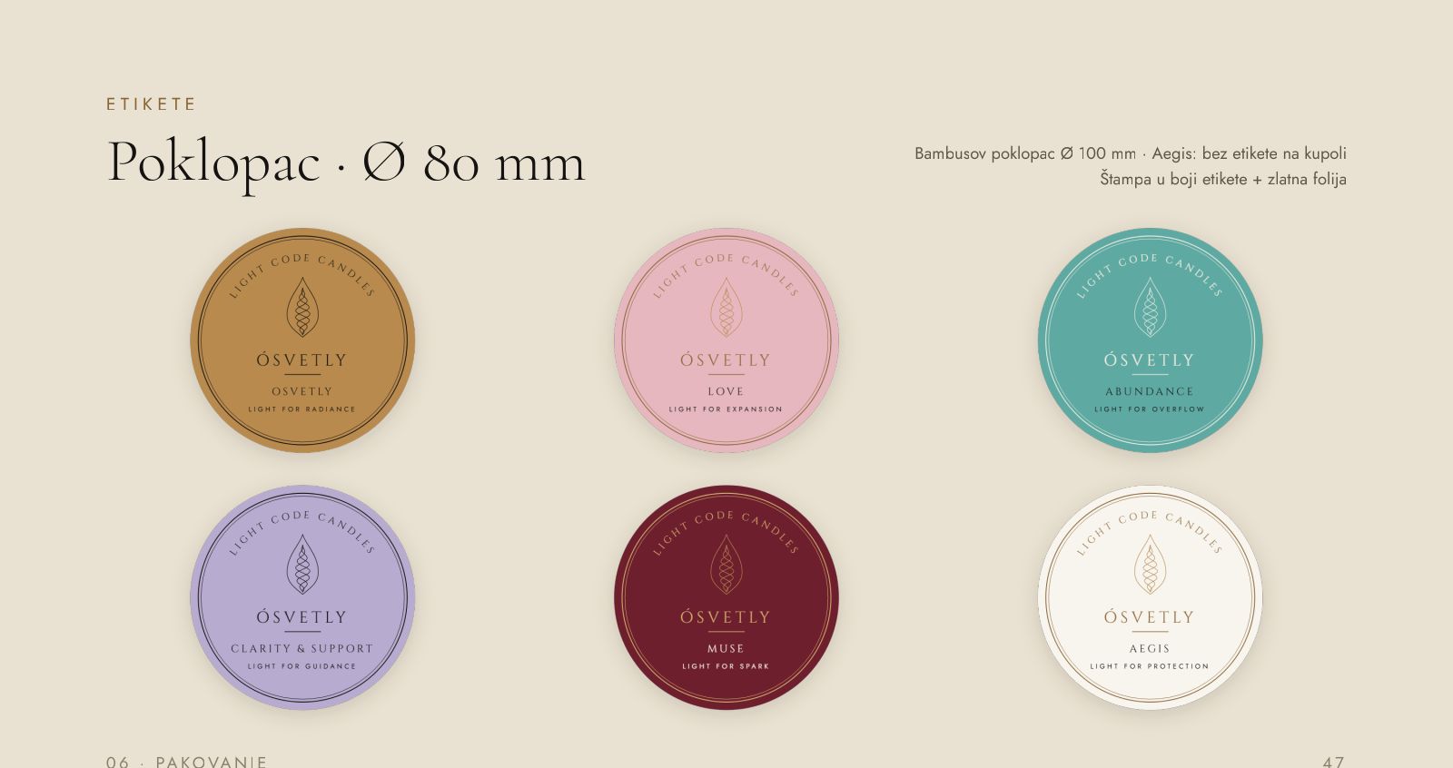 ÓSVETLY – Lid labels, Ø 80 mm